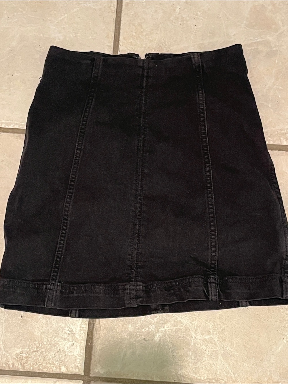 Free People Black Denim Mini Skirt